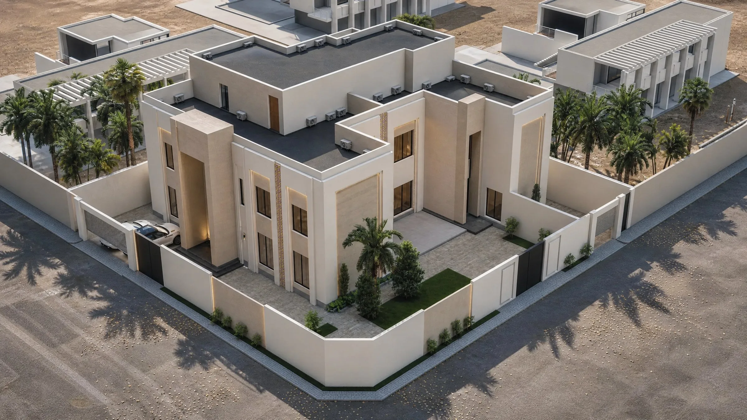 فيلا سكنية، حي الفيصلية — منظور جوي