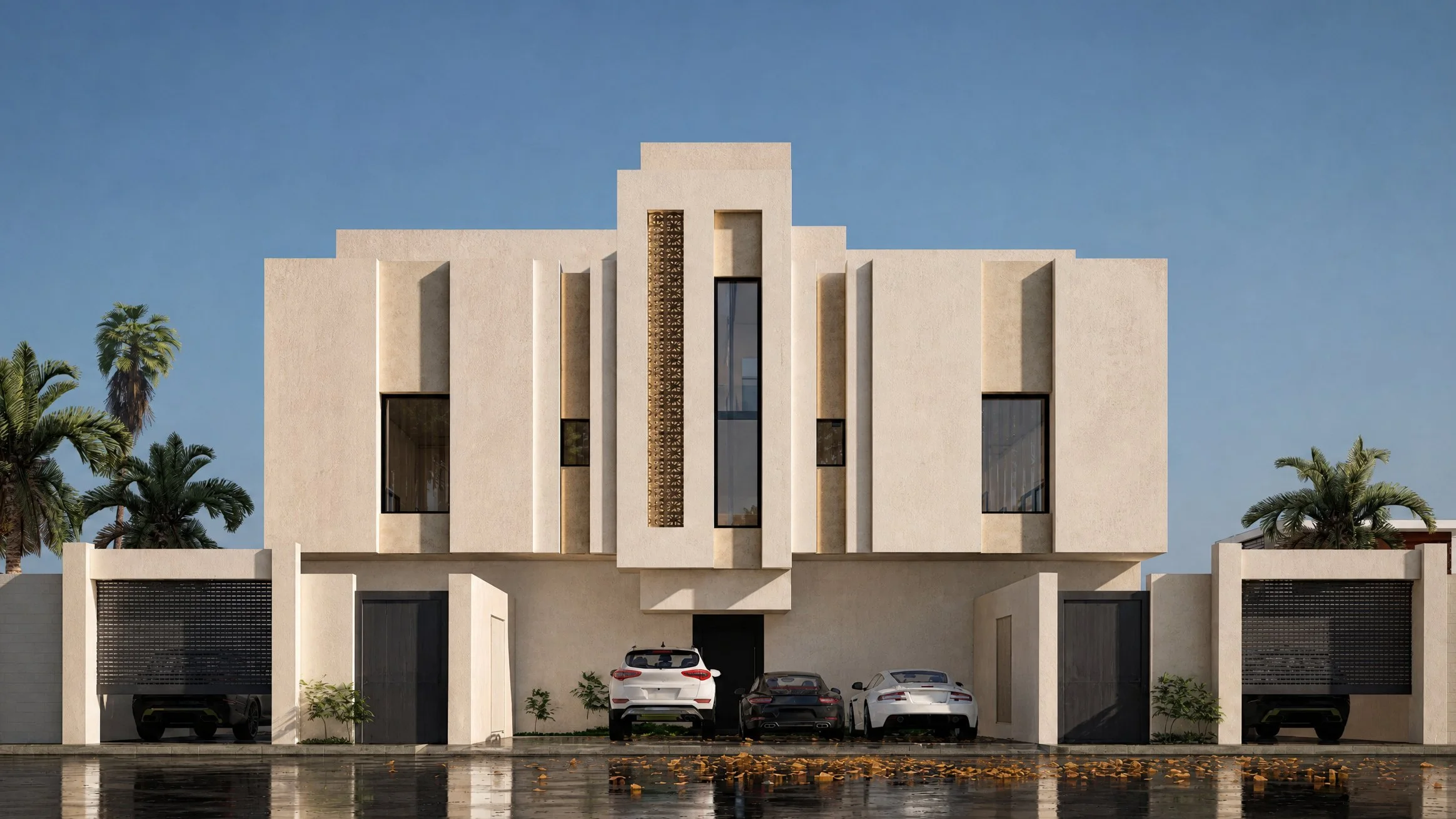 عمارة سكنية، حي طيبة — الواجهة نهاراً
